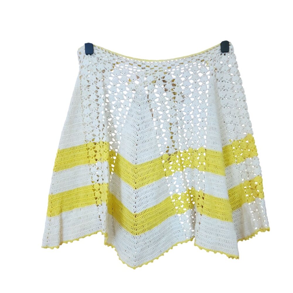 Vintage Chevron Print Hand Crochet Adult Apron